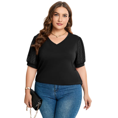 Aisha | Sheer Sleeve V-Neck Top