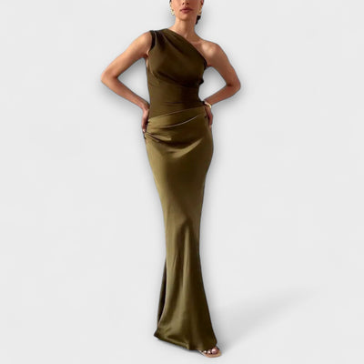 Elsa | Elegant One-Shoulder Pleated Maxi Dress