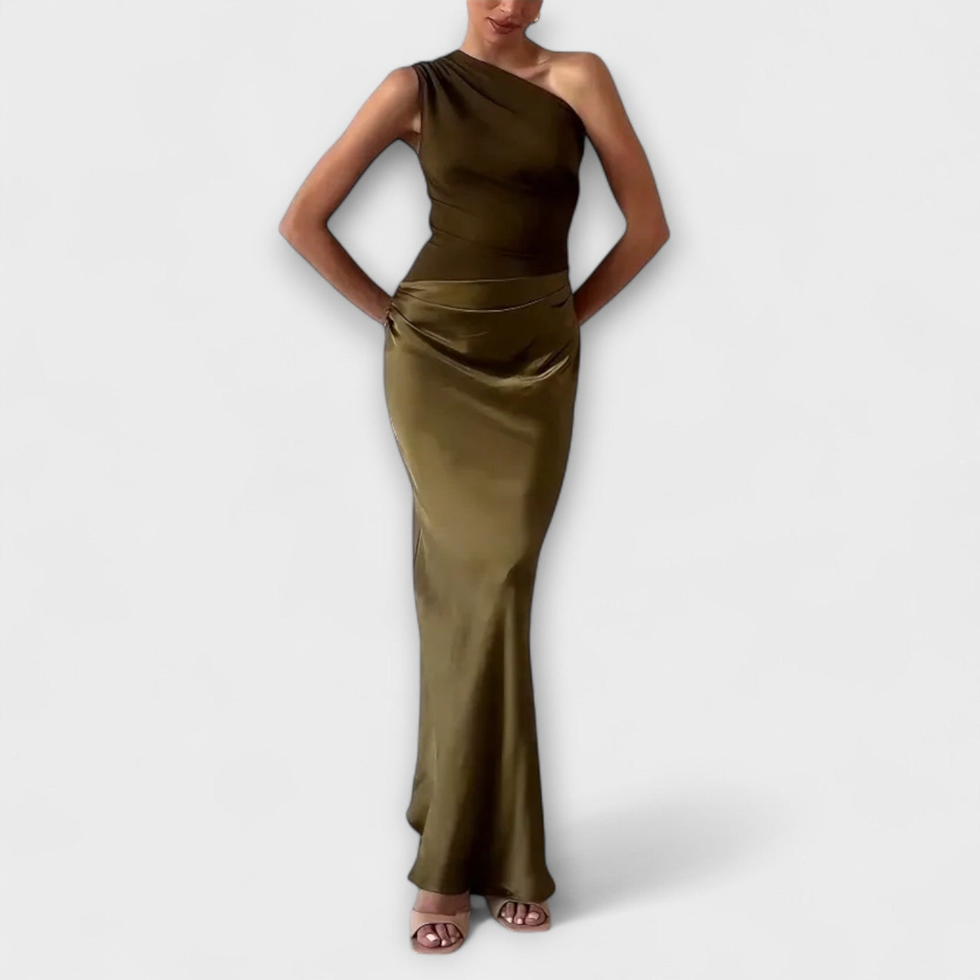 Elsa | Elegant One-Shoulder Pleated Maxi Dress