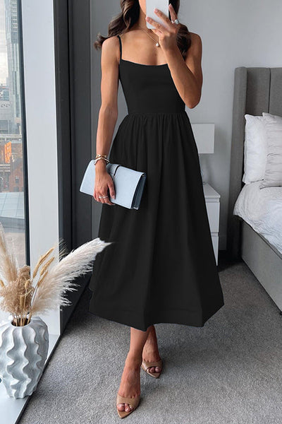 Vina | Chic Strappy A-Line Midi Dress