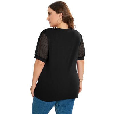 Aisha | Sheer Sleeve V-Neck Top