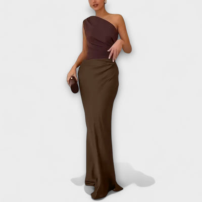 Elsa | Elegant One-Shoulder Pleated Maxi Dress