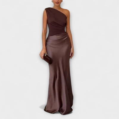 Elsa | Elegant One-Shoulder Pleated Maxi Dress