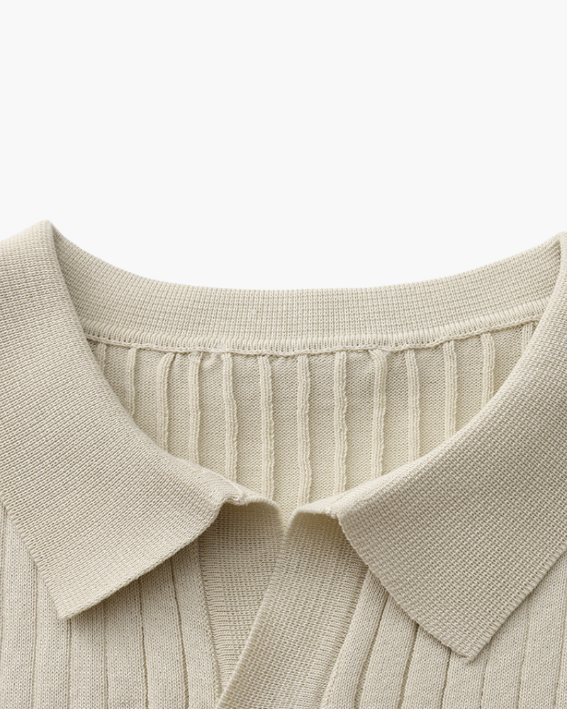 Theo | Ribbed Knit Polo Shirt