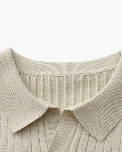 Theo | Ribbed Knit Polo Shirt