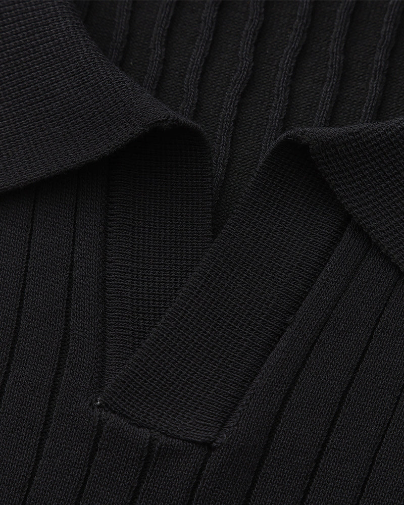 Theo | Ribbed Knit Polo Shirt