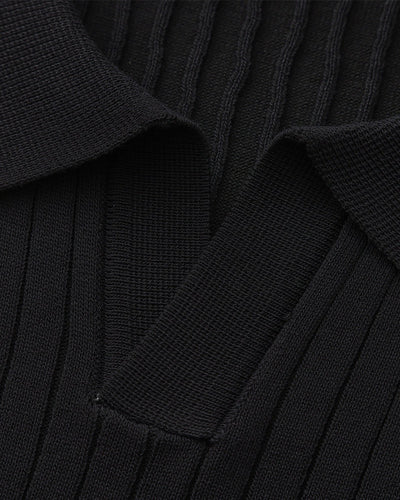 Theo | Ribbed Knit Polo Shirt