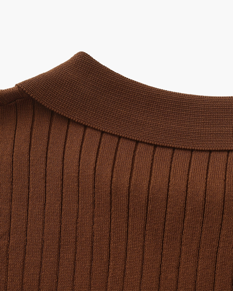 Theo | Ribbed Knit Polo Shirt