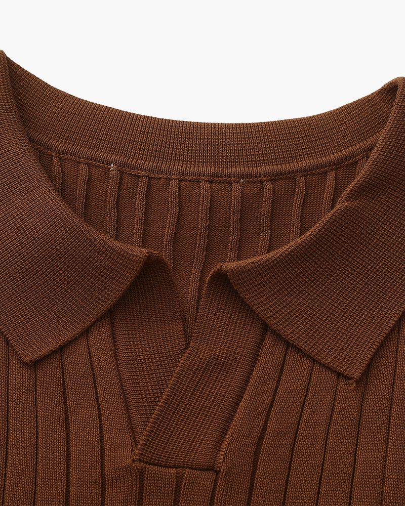 Theo | Ribbed Knit Polo Shirt