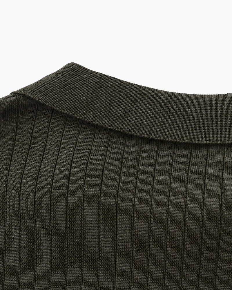 Theo | Ribbed Knit Polo Shirt