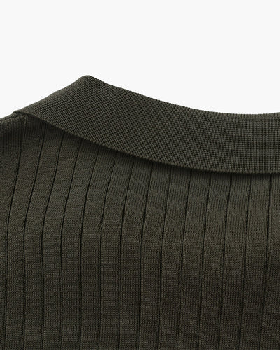 Theo | Ribbed Knit Polo Shirt