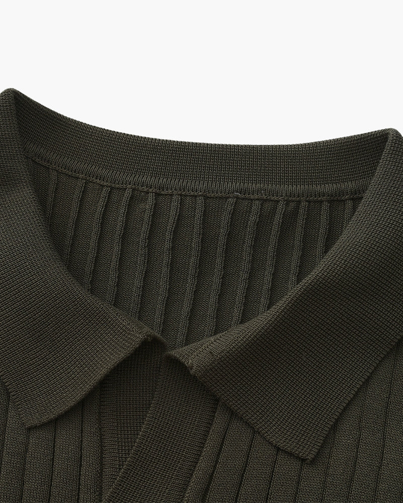 Theo | Ribbed Knit Polo Shirt