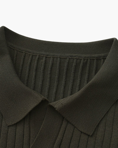 Theo | Ribbed Knit Polo Shirt