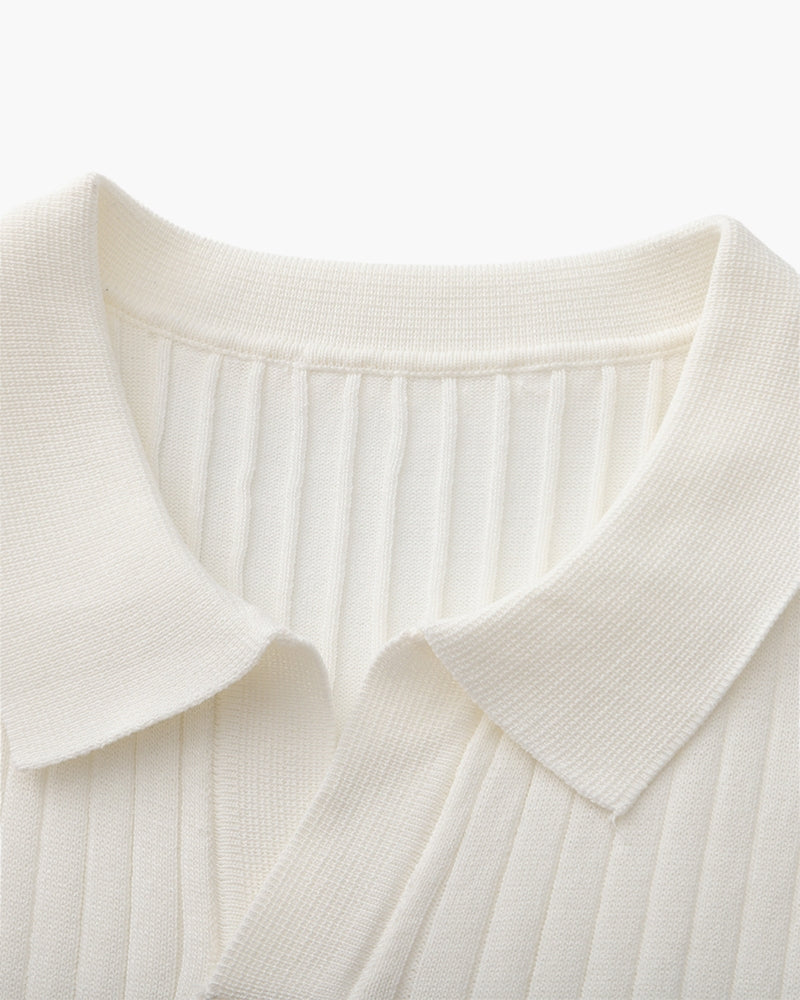 Theo | Ribbed Knit Polo Shirt