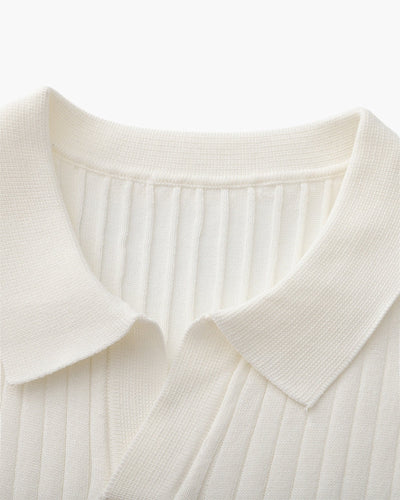 Theo | Ribbed Knit Polo Shirt
