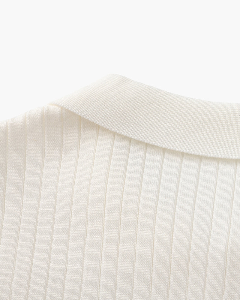 Theo | Ribbed Knit Polo Shirt