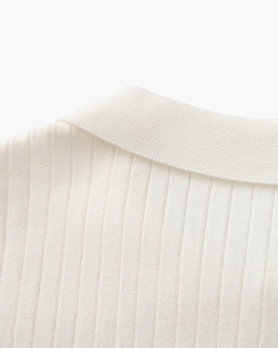Theo | Ribbed Knit Polo Shirt