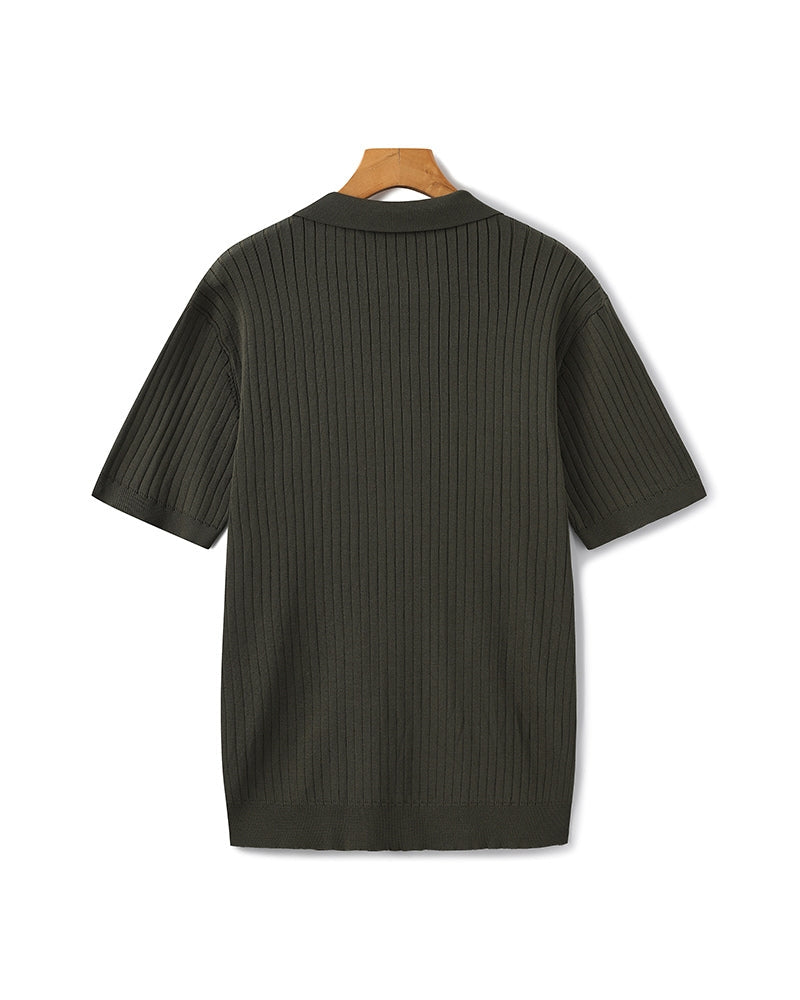 Theo | Ribbed Knit Polo Shirt