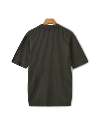 Theo | Ribbed Knit Polo Shirt