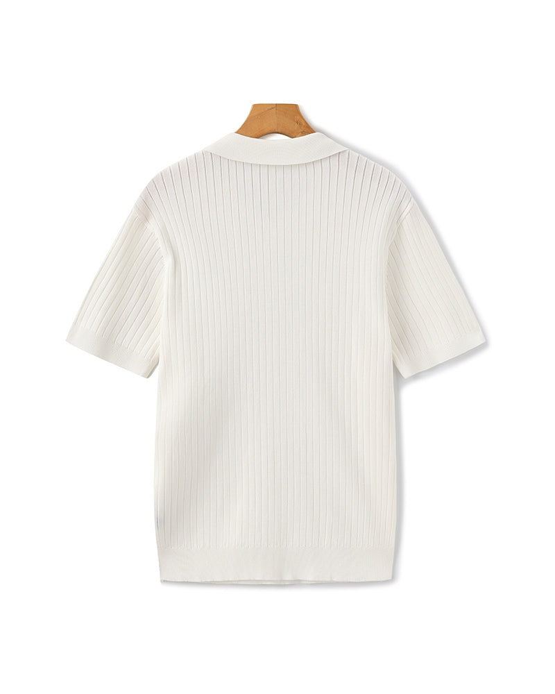 Theo | Ribbed Knit Polo Shirt