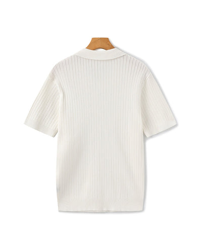 Theo | Ribbed Knit Polo Shirt