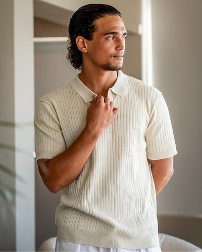 Theo | Ribbed Knit Polo Shirt