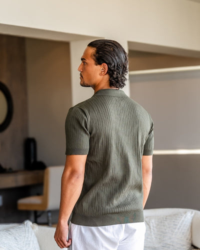 Theo | Ribbed Knit Polo Shirt