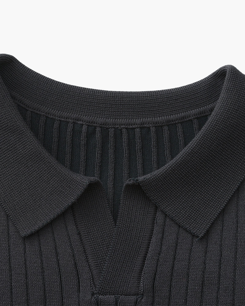 Theo | Ribbed Knit Polo Shirt