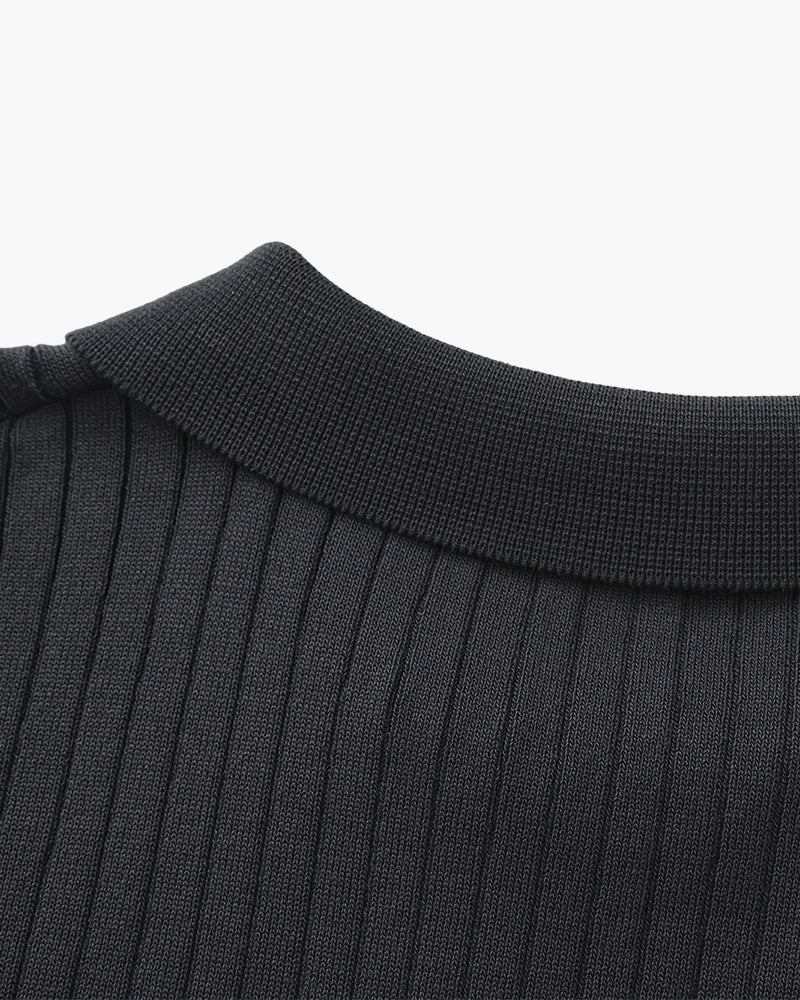 Theo | Ribbed Knit Polo Shirt