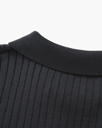 Theo | Ribbed Knit Polo Shirt