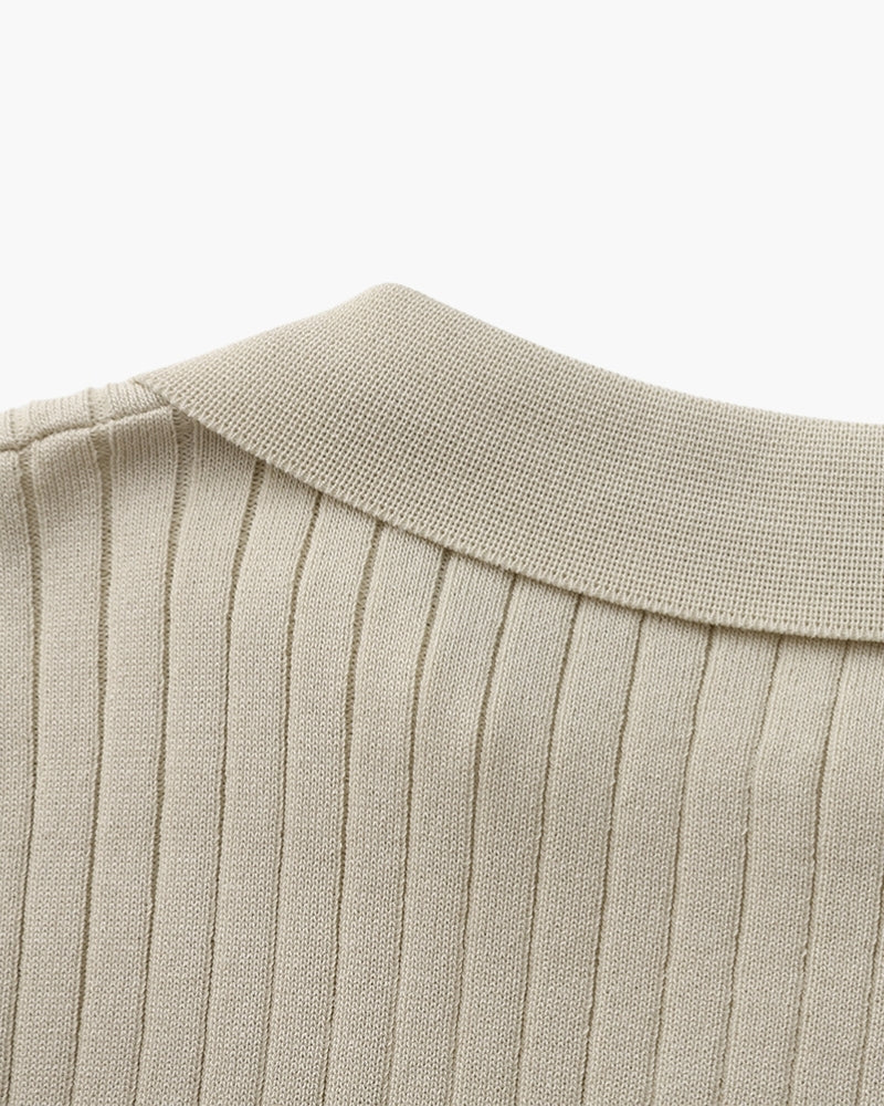 Theo | Ribbed Knit Polo Shirt