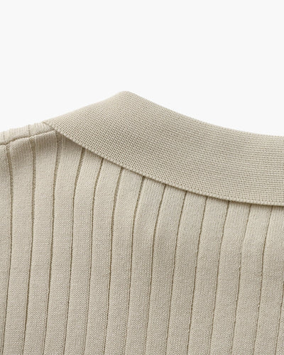 Theo | Ribbed Knit Polo Shirt
