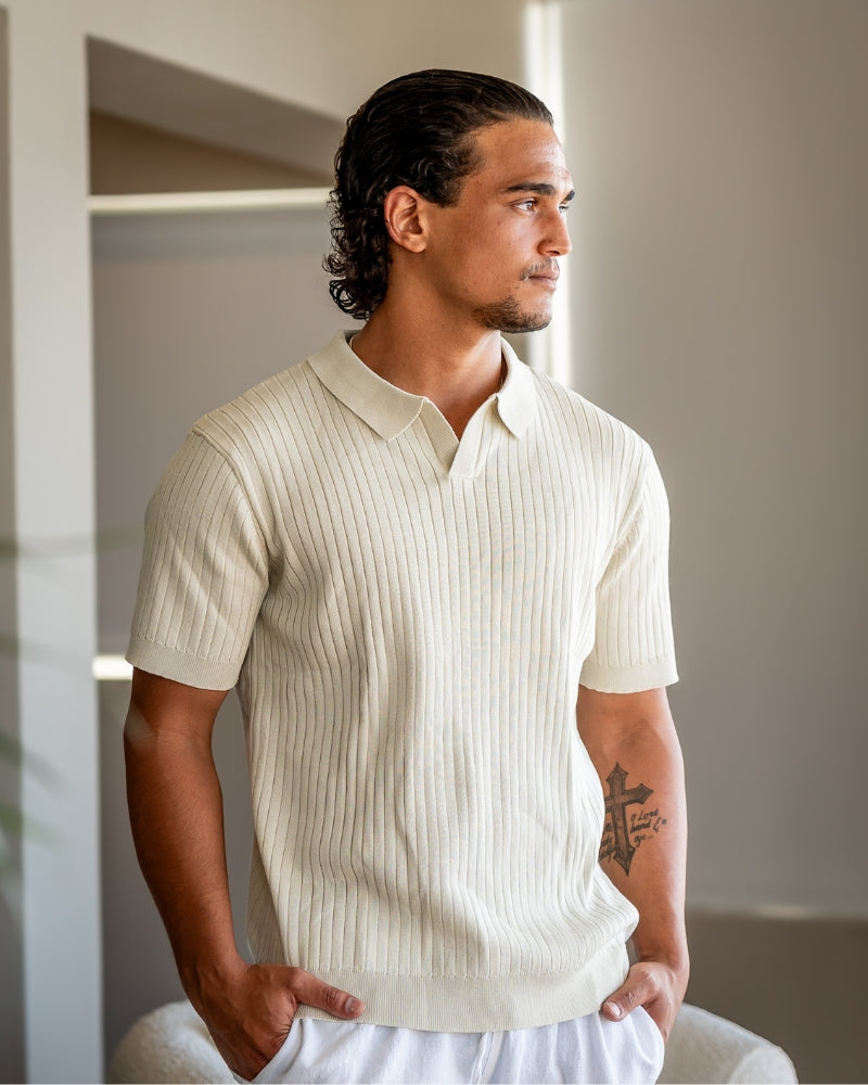 Theo | Ribbed Knit Polo Shirt