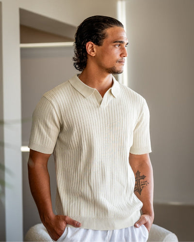 Theo | Ribbed Knit Polo Shirt
