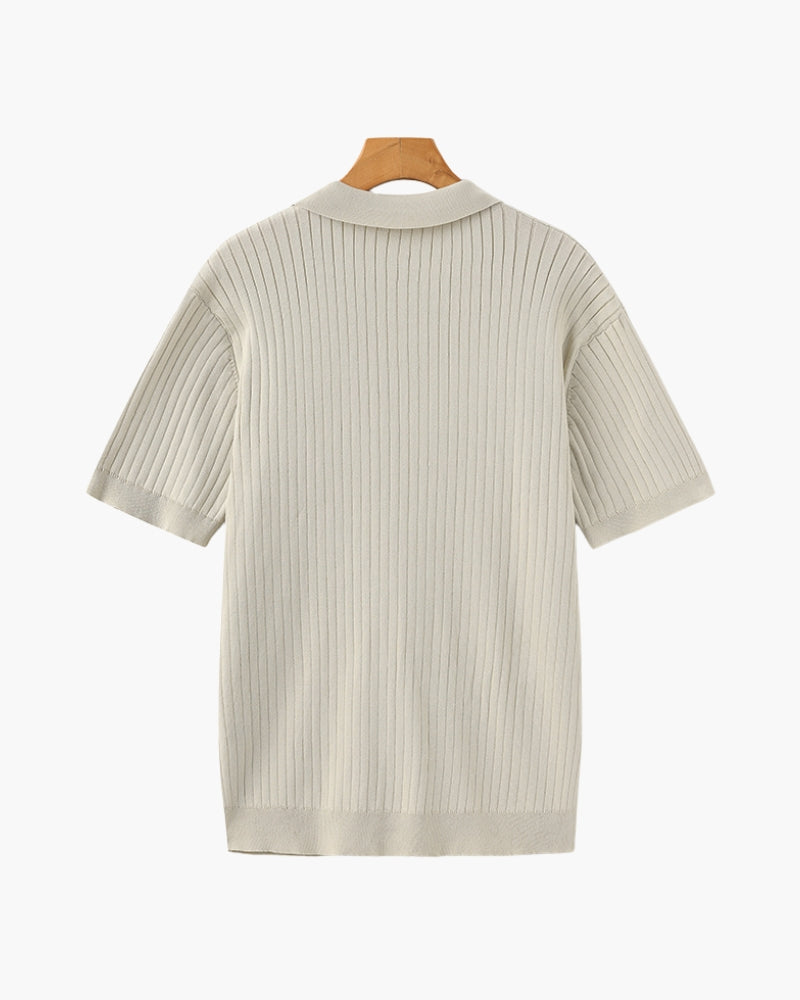 Theo | Ribbed Knit Polo Shirt