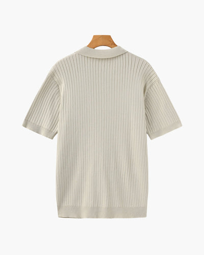 Theo | Ribbed Knit Polo Shirt