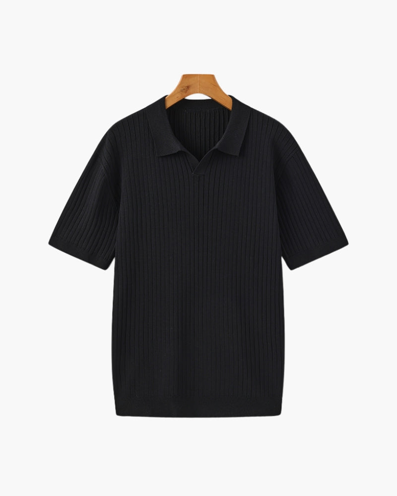 Theo | Ribbed Knit Polo Shirt
