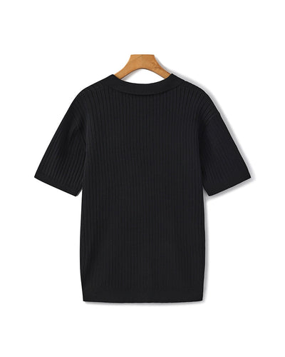 Theo | Ribbed Knit Polo Shirt