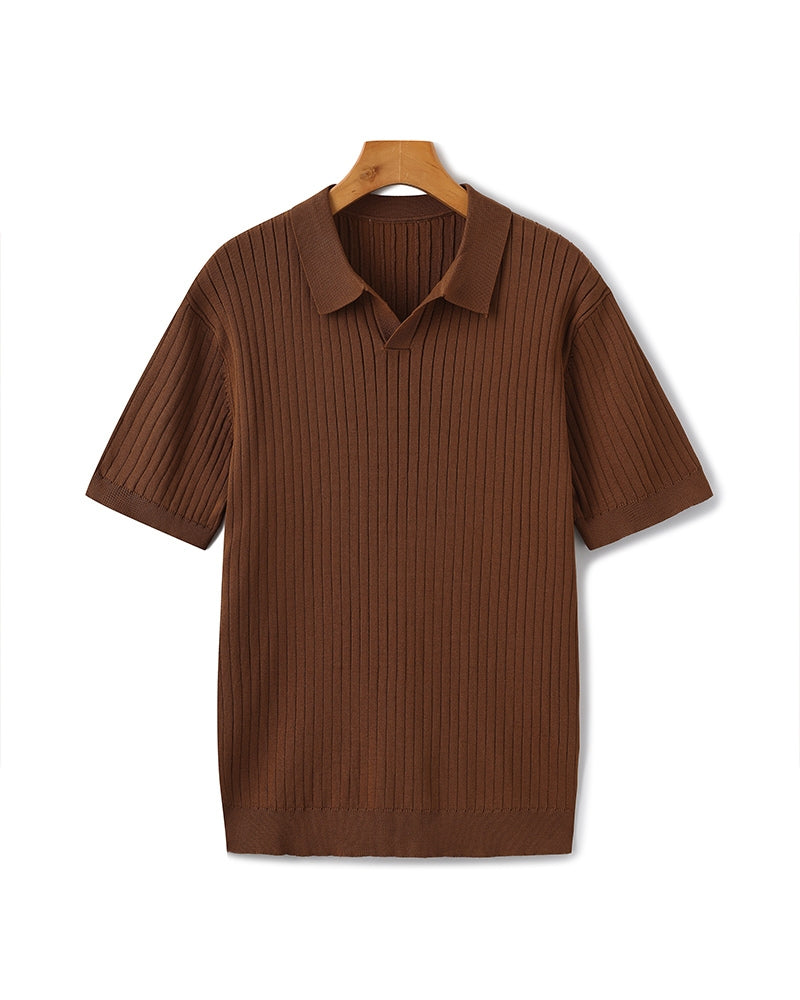 Theo | Ribbed Knit Polo Shirt