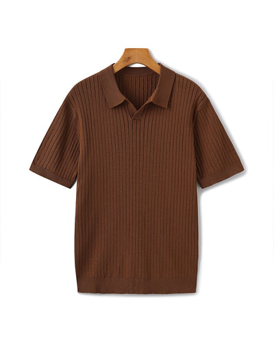 Theo | Ribbed Knit Polo Shirt