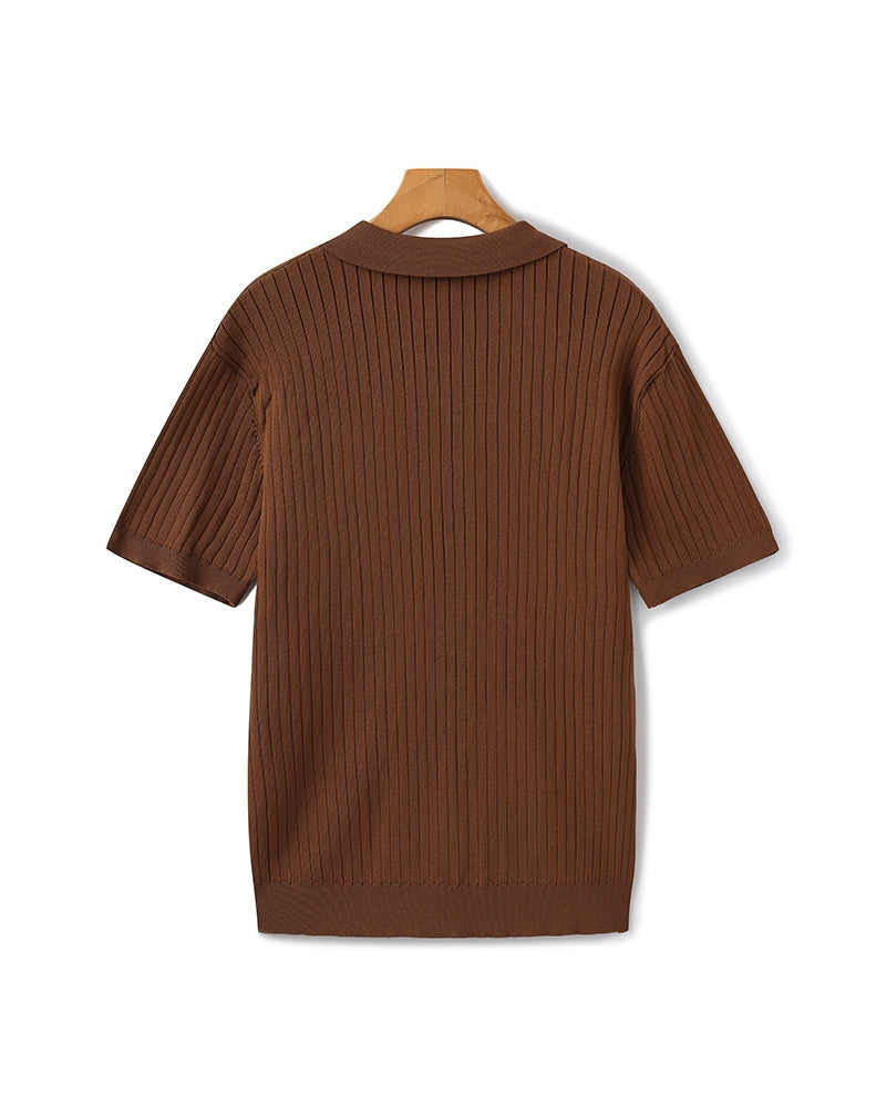 Theo | Ribbed Knit Polo Shirt