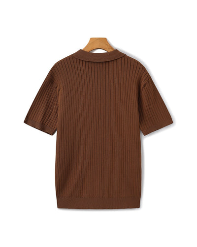 Theo | Ribbed Knit Polo Shirt