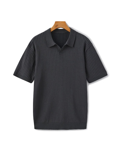Theo | Ribbed Knit Polo Shirt