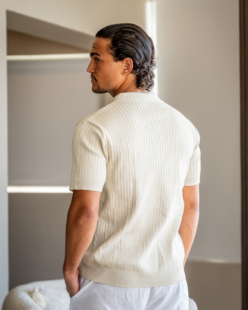 Theo | Ribbed Knit Polo Shirt