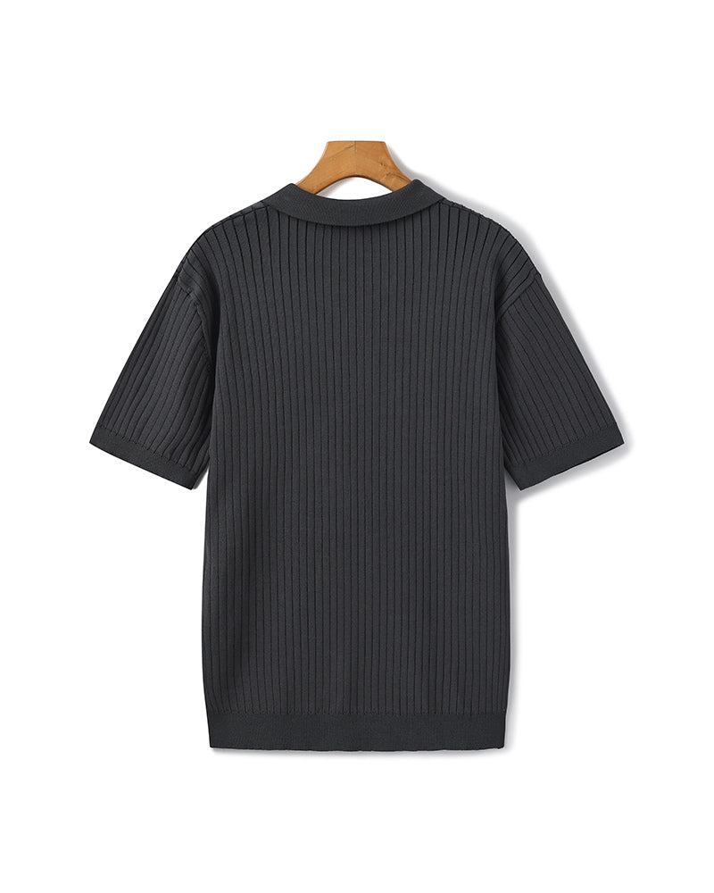 Theo | Ribbed Knit Polo Shirt