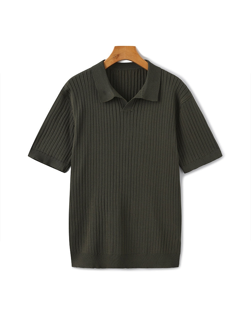 Theo | Ribbed Knit Polo Shirt