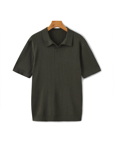 Theo | Ribbed Knit Polo Shirt