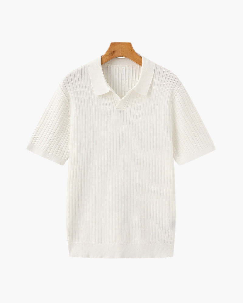 Theo | Ribbed Knit Polo Shirt