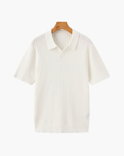 Theo | Ribbed Knit Polo Shirt